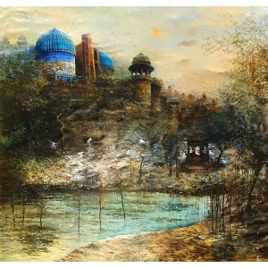 A. Q. Arif, 72 x 72 Inch, Oil on Canvas, Citysscape Painting, AC-AQ-409